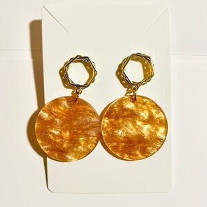 Amber Gold Tone Dangle Earrings